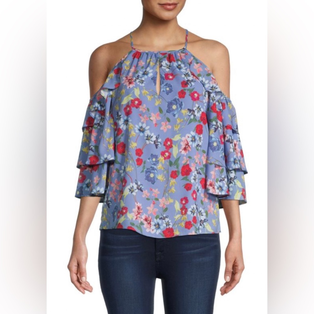🆕 PARKER Cold-Shoulder Floral Top: Lilac
